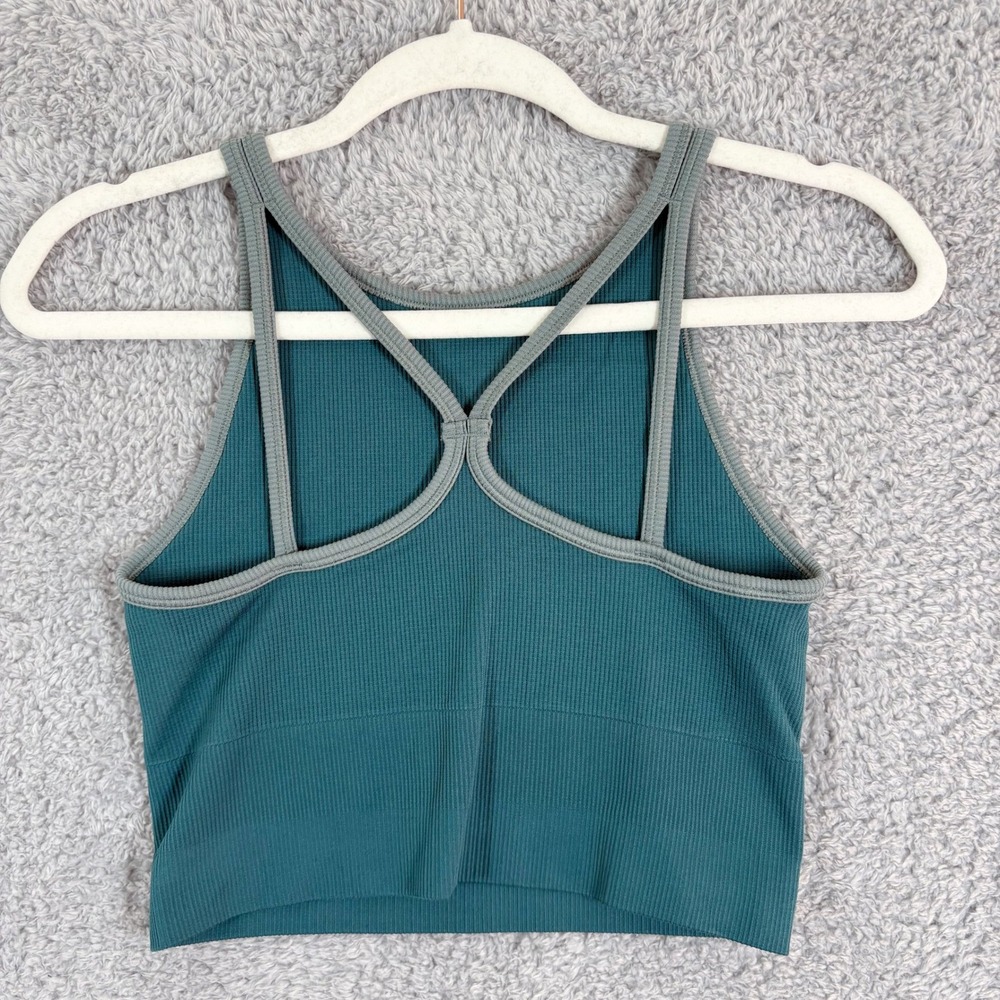 Athleta Aurora High Rise Tank Crop Top Teal Green Ribbed Athletic Womens Size XS - Picture 6 of 7